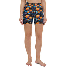 Load image into Gallery viewer, Blue Floral Pumpkin Yoga Shorts