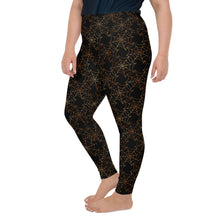 Load image into Gallery viewer, Black/Orange Web Plus Size Leggings
