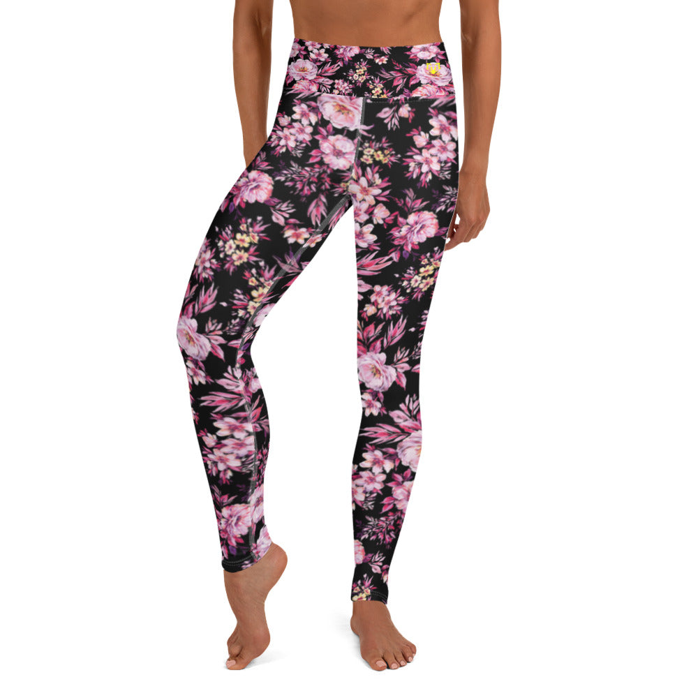Pink Flower Yoga Leggings